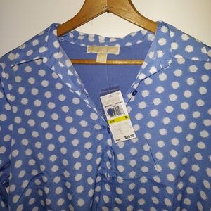 Micheael Kors Blue Polka Dot Women's Top